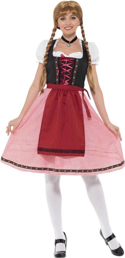 Smiffy's - Boeren Tirol & Oktoberfest Kostuum - Keurige Katja Bierfeest - Vrouw - Rood - Large - Bierfeest - Verkleedkleding