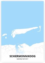 Schiermonnikoog plattegrond - A4 poster - Zwart blauwe stijl