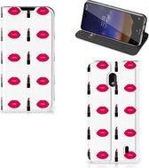 Nokia 2.2 Hoesje met Magneet Lipstick Kiss