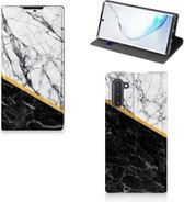 Geschikt voor Samsung Galaxy Note 10 Standcase Marble White Black