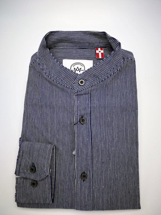 aankleden hamer Worden Kronstadt Heren Overhemd Johan Henley Oxford Streep Navy Mao Kraag - S |  bol.com
