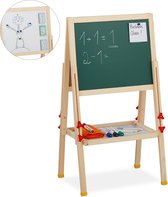 Relaxdays schoolbord - krijtbord en whiteboard - 2 in 1 - tekenbord - op ezel - magnetisch