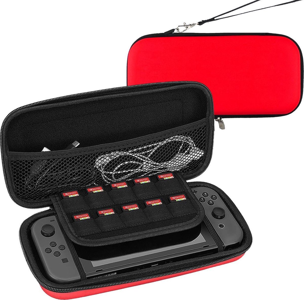 Hoes Geschikt voor Nintendo Switch Lite Case Hard Cover Bescherm Hoesje Koord - Case Geschikt voor Nintendo Switch Lite Hoes - Rood