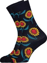 Happy Socks - Sunflower - Donkerblauw multi - Unisex - Maat 36-40