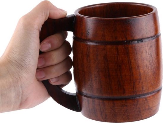 Praktische houten bier koffie Mok met houten handvat Drinkware |