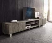 TV-tafel Live-Edge Acacia Platinum 300 cm 4 deuren 2 compartimenten boomrand Lowboard