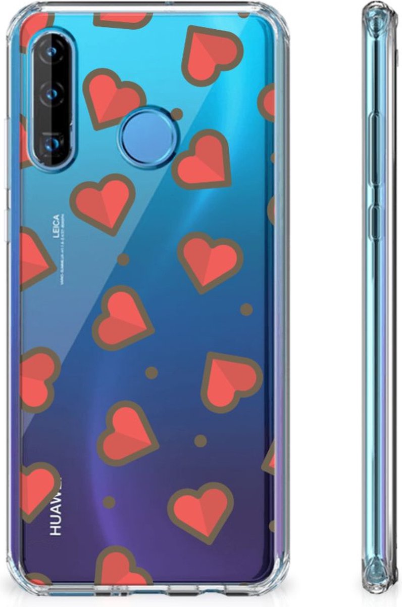 Huawei P30 Lite Doorzichtige Silicone Hoesje Hearts