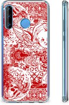 Huawei P30 Lite Extreme Case Angel Skull Red