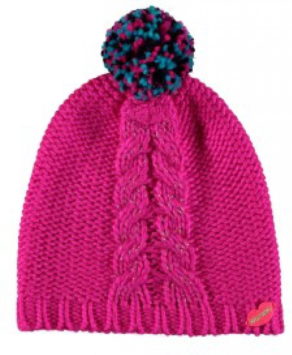 Kidz-art Meisjes winter accessoires Kidz-art Girls knitted hat with pompom fuchsia M
