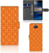 PU Premium Housse pour Sony Xperia 10 Portefeuille Batik Orange