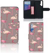 Huawei Nova 5T | Honor 20 Telefoonhoesje met Pasjes Flamingo