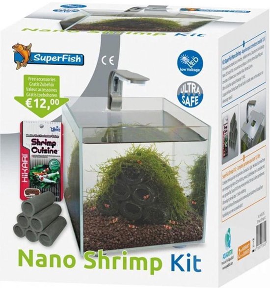 SuperFish Nano Shrimp Kit Aquarium - 14x14x15 cm - 1,8L