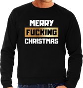 Foute Kersttrui / sweater - Merry fucking Christmas - zwart voor heren - kerstkleding / kerst outfit XL (54)