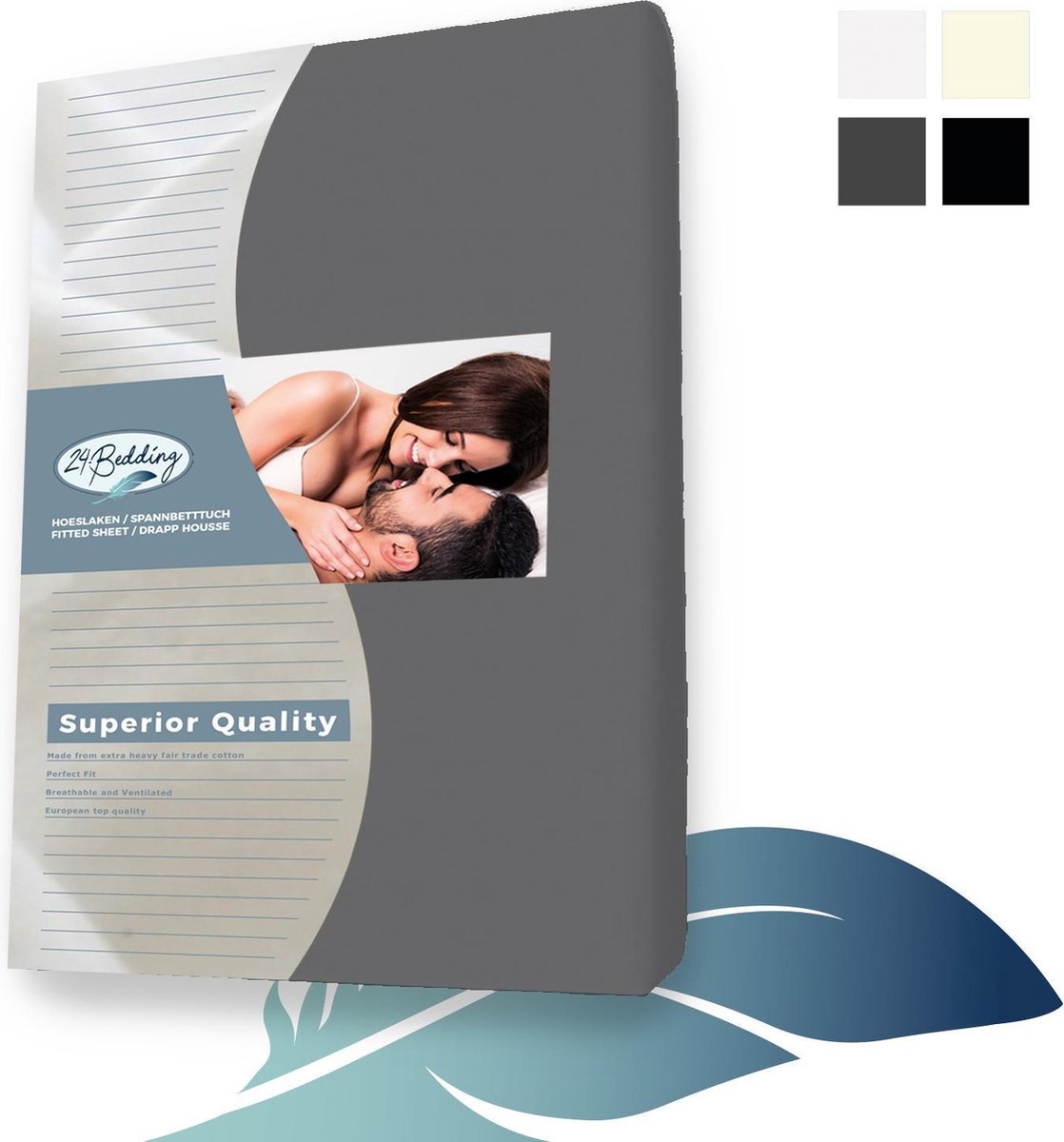 24-bedding - Jersey Topper Hoeslaken - Topdek Hoeslaken Jersey - 180x200 cm - donker Grijs - 100% katoen - 5 t/m 15 cm hoogte.