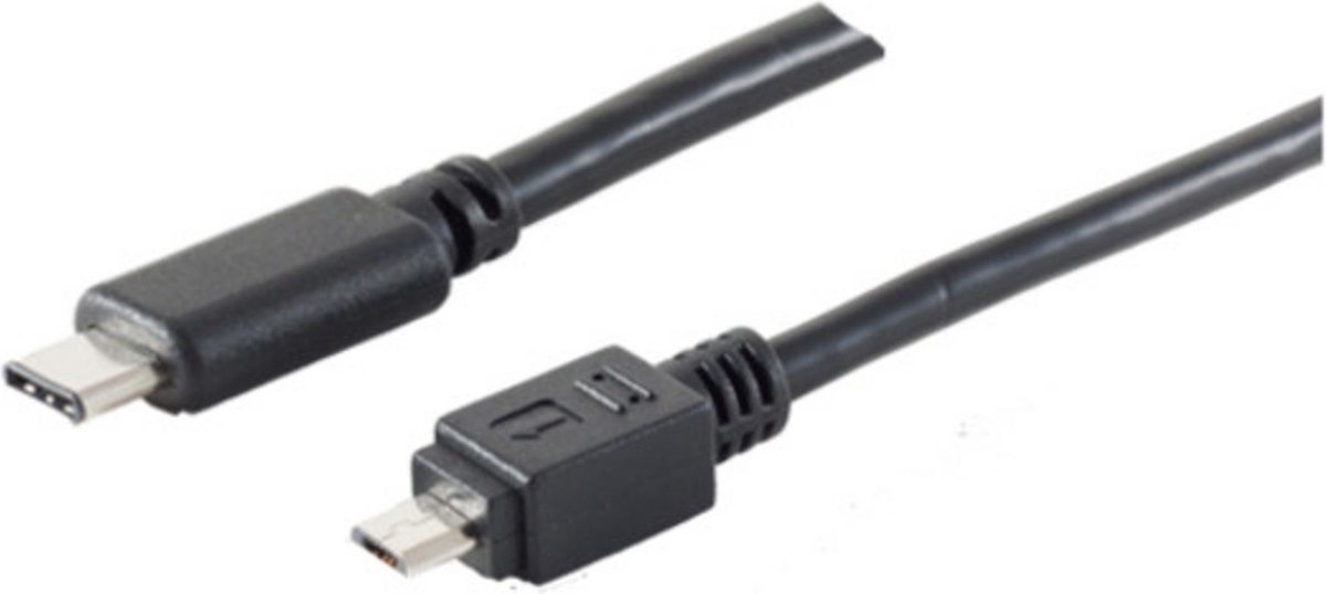 USB Micro B naar USB-C snellaadkabel - USB2.0 - tot 3A / zwart - 3 meter