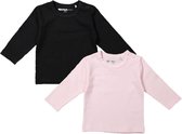 Dirkje Meisjes Shirts Lange Mouwen (2stuks) Lichtroze en Zwart - Maat 86