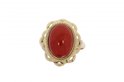 Verlinden Juwelier - Ring - Dames - geel gouden - 14 karaat - bloedkoraal - maat 17,25 - 2,5 gram Verlinden Juwelier - Ring - Dames - geel gouden - 14 karaat - bloedkoraal - maat 17,25 - 2,5 gram