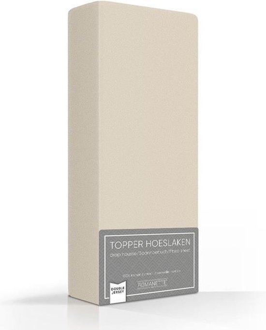 Romanette Zachte Dubbel Jersey Topper Hoeslaken - Lits-jumeaux (160/180x200/210/220 cm) - Zand