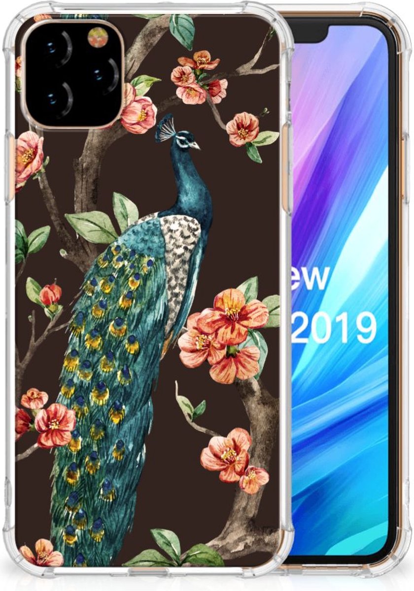 Apple iPhone 11 Pro Max Case Anti-shock Pauw met Bloemen