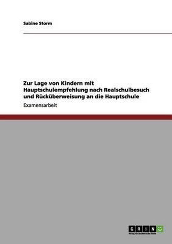 Zur Lage von Kindern mit Hauptschulempfehlung nach Realschul ... - cover