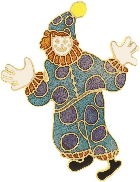 Behave® Broche clown blauw paars emaille