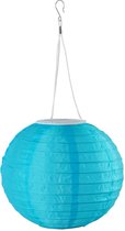 Premium Snoerloze Blauwe Grote LED Solar Lampion met Sensor - Ø28cm - Blauw | Grote Tuin Lampion op Zonne-energie | Lampionnen Tuinverlichting | Feestverlichting