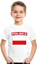 T-shirt met Poolse vlag wit kinderen XL (158-164)
