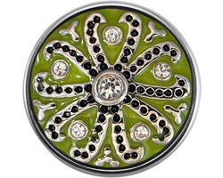 Quiges - Dames Click Button Drukknoop 18mm Ornament Bloem Mandala Groen - EBCM126