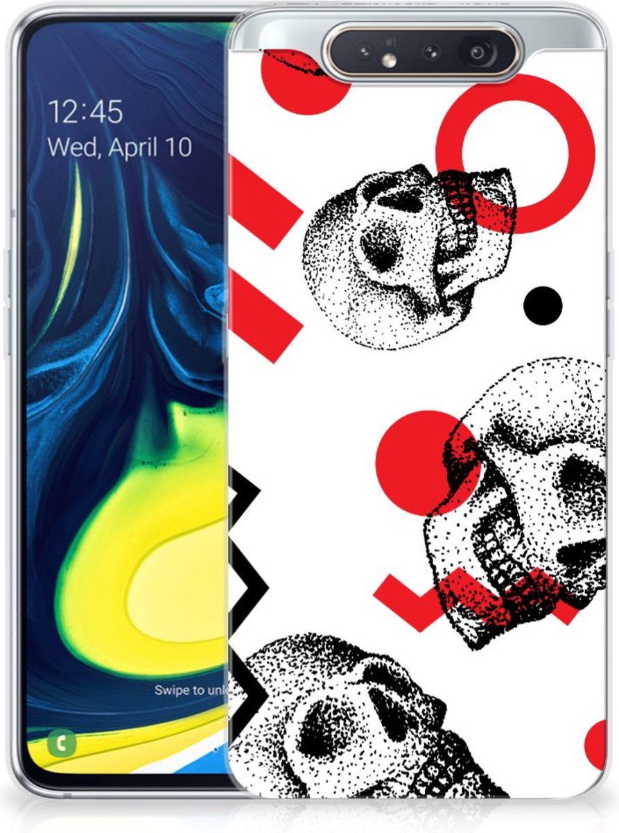 Silicone Back Case Samsung Galaxy A80 Skull Red