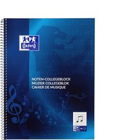 Oxford Muziek Collegeblok - A4 schrijfblok - Muziekliniatuur - 50 vel - blauw - 10 stuks