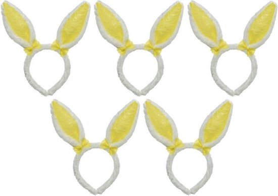 5x Wit/gele Paashaas oren verkleed diademen voor kids/volwassenen - Pasen/Paasviering...  | bol.com