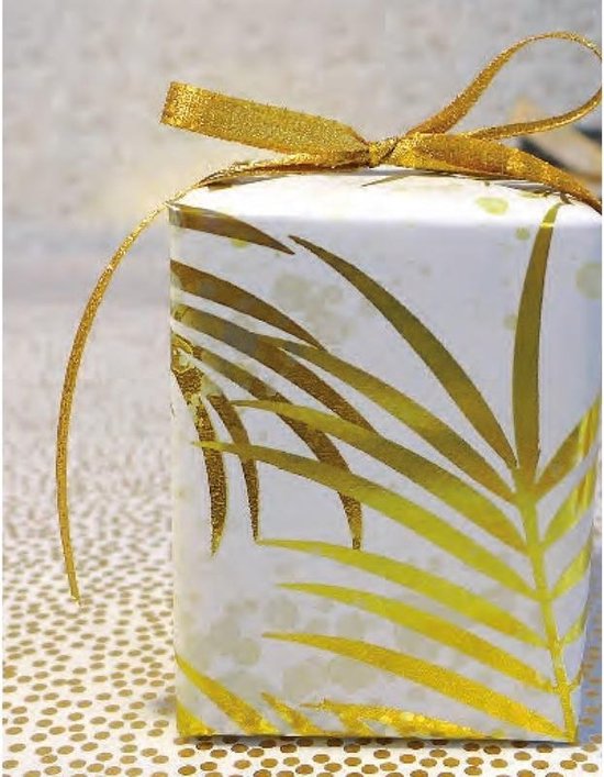 Inpakpapier/cadeaupapier wit/gouden palmbomen print 150 x 70 cm -  Cadeauverpakking... | bol.com