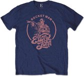 Elton John Heren Tshirt -L- Rocketman Circle Point Blauw