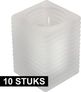 10x Matte glazen kaarsenhouders met kaars 7 x 10 cm 24 branduren - Geurloze kaarsen - Woondecoraties