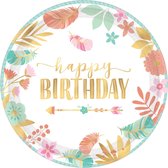 Amscan Feestborden Groot Boho Birthday Meisjes 26,5 Cm 8 Stuks