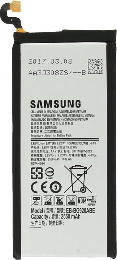 Samsung Galaxy S6 (SM-G920F) Batterij EB-BG920ABE 2550mAh GH43-04413A |  bol.com