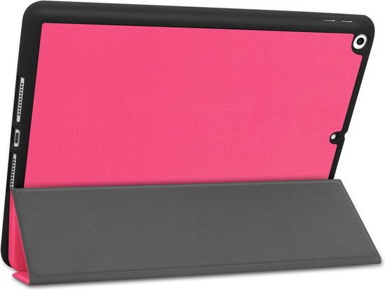 Hoesje - Geschikt voor Apple iPad 7 (2019) - 10.2 inch - 7e Generatie - Dun & Stevig - Trifold Bookcase - Hard Cover Case - Met Uitsparing Geschikt voor Apple Pencil - Hardcover Book - Tablet Hoes - Donkerroze