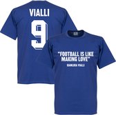 Vialli 9 'Football Is Like Making Love' T-shirt - Blauw - XXL