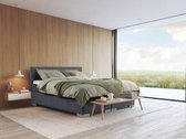 Beddenleeuw Boxspring Bed Sara - 140x200 - Incl. Pocketmatras + Hoofdbord - Lederlook Antraciet (Skai)