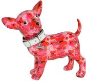 Spaarpot chihuahua hond roze met vlinder print 21 cm - Pomme-pidou honden/dieren spaarpotten