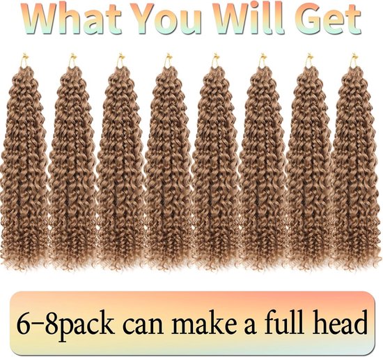 Water Wave 18 Inch 8 Packs 18 Inch Lang Krullend Haareksten voor Vrouwen - Water Wave ...