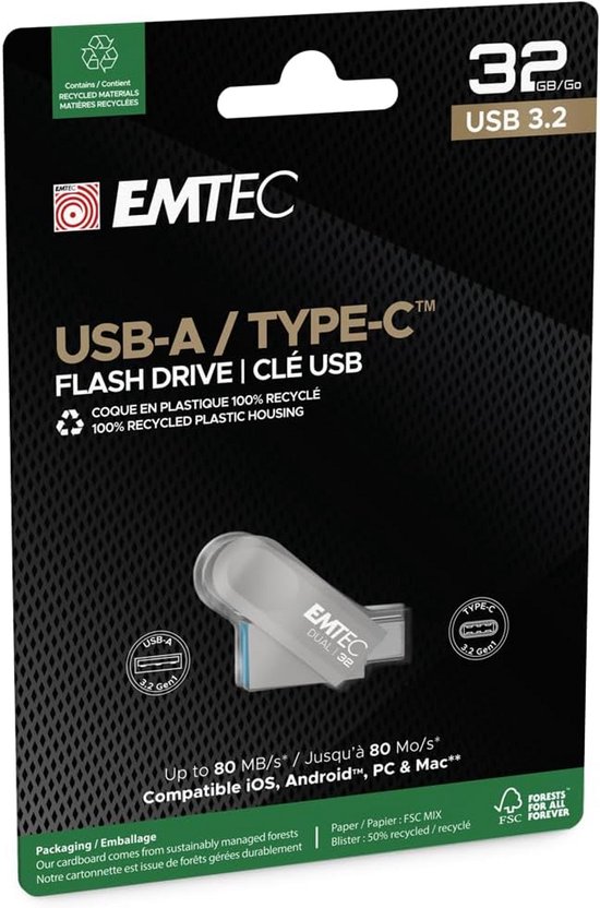 USB 3.2 Type-C Dual Flash Drive 32GB - Hoge Snelheid en Universele ...