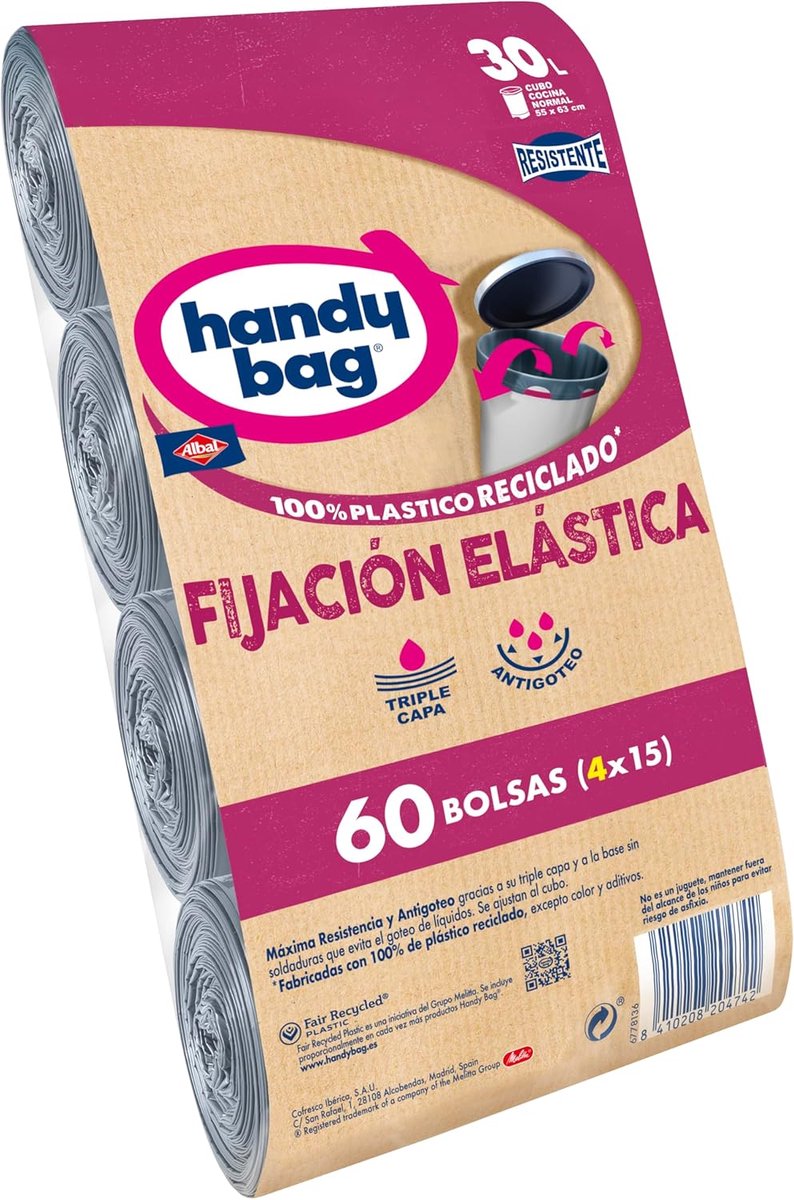 Elastische Vuilniszakken 30L - Druppelvrij en Gerecycled - 60 Stuks