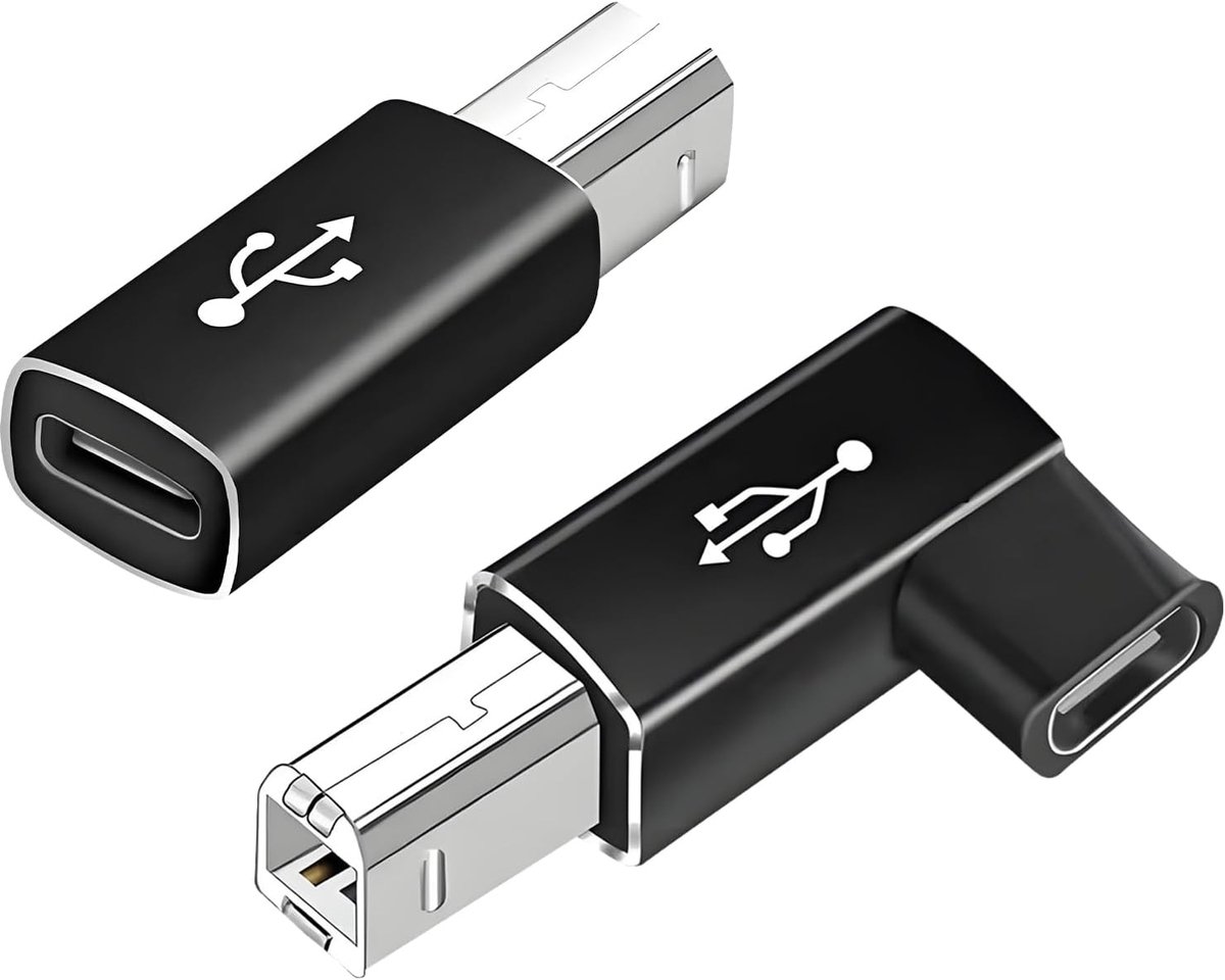 USB Type C naar USB B Adapter - 2 Stuks voor MIDI en Printer Verbinding