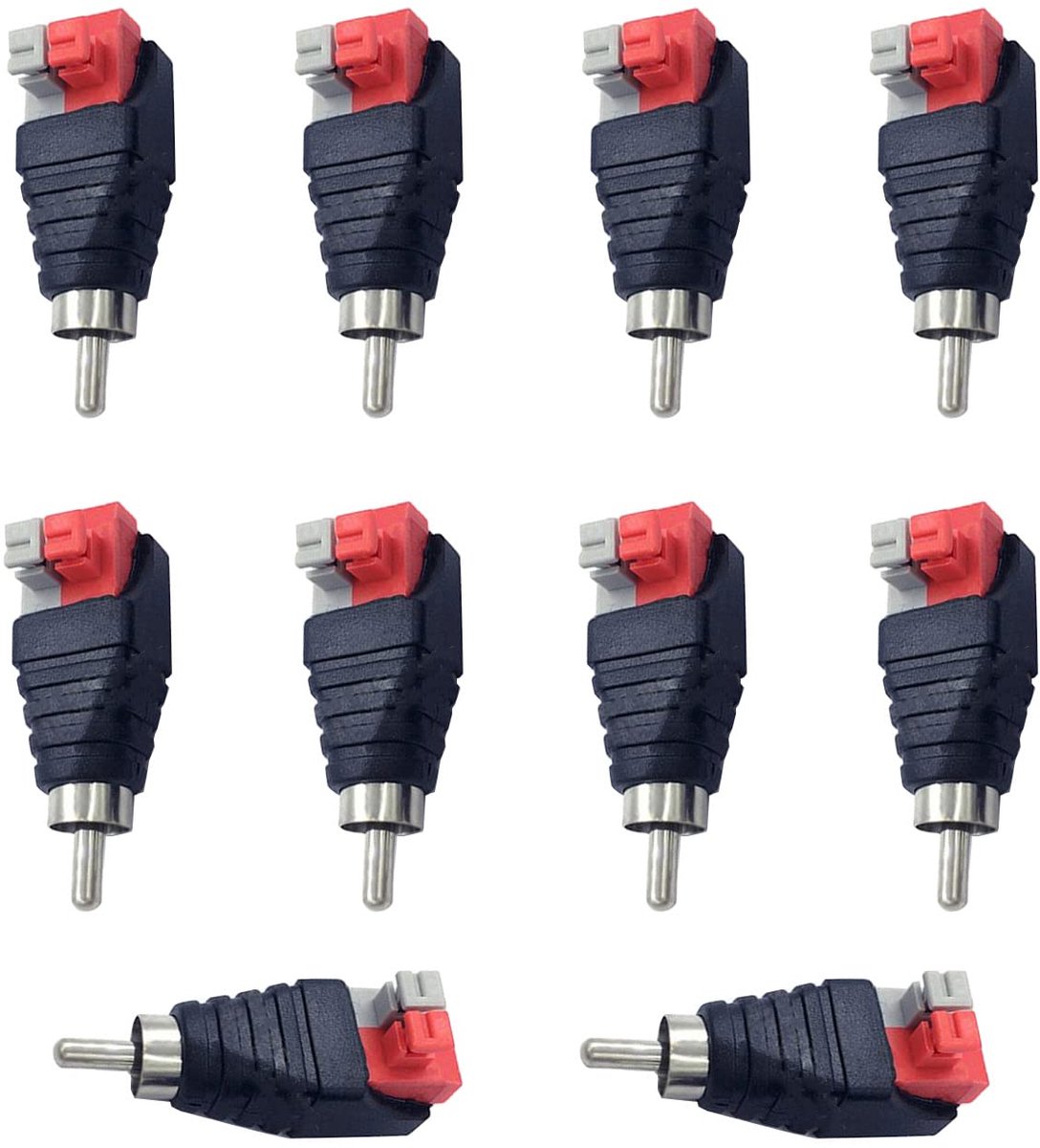 10 Stuks RCA-adapter voor Luidspreker met Schroefklemmen - AV Audio Video Verbinding