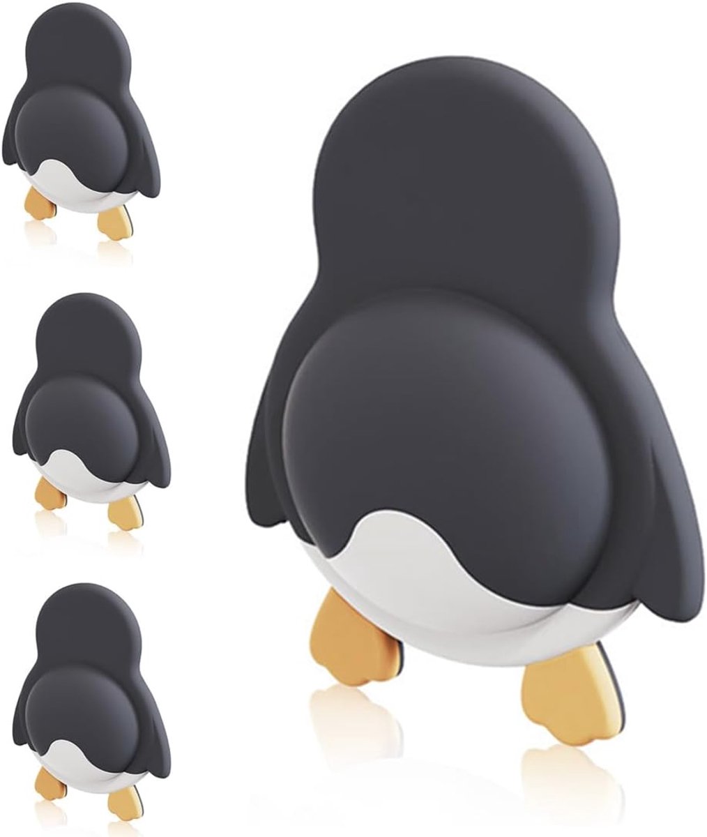 Set van 4 deurstoppers, muurdeurstoppers, deurstoppers, herbruikbare siliconen deurstoppers (pinguïn)