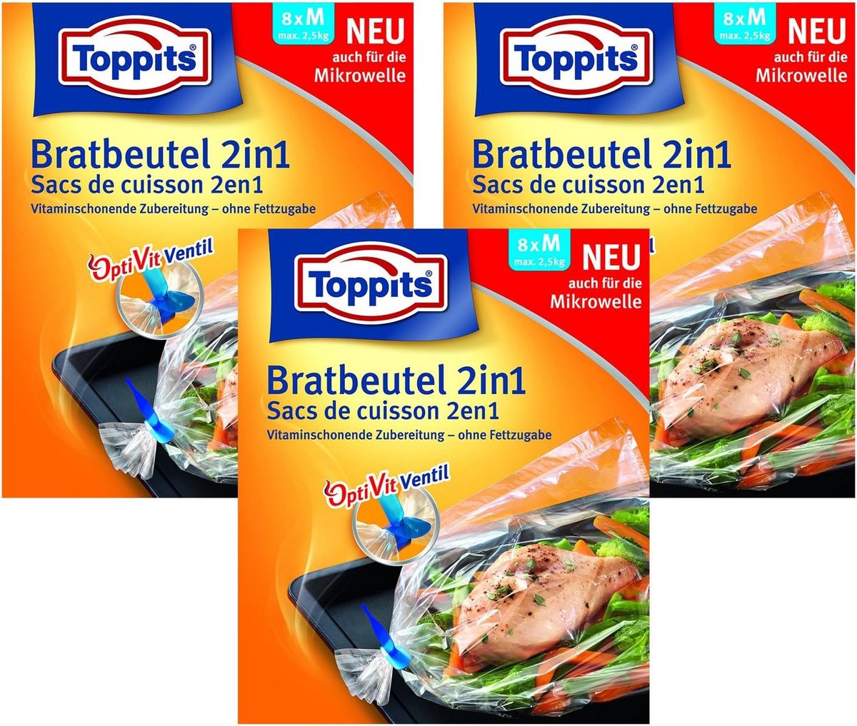 2-in-1 Braadzak 25 x 38 cm - 3-pack voor Smaakvol Koken en Stomen