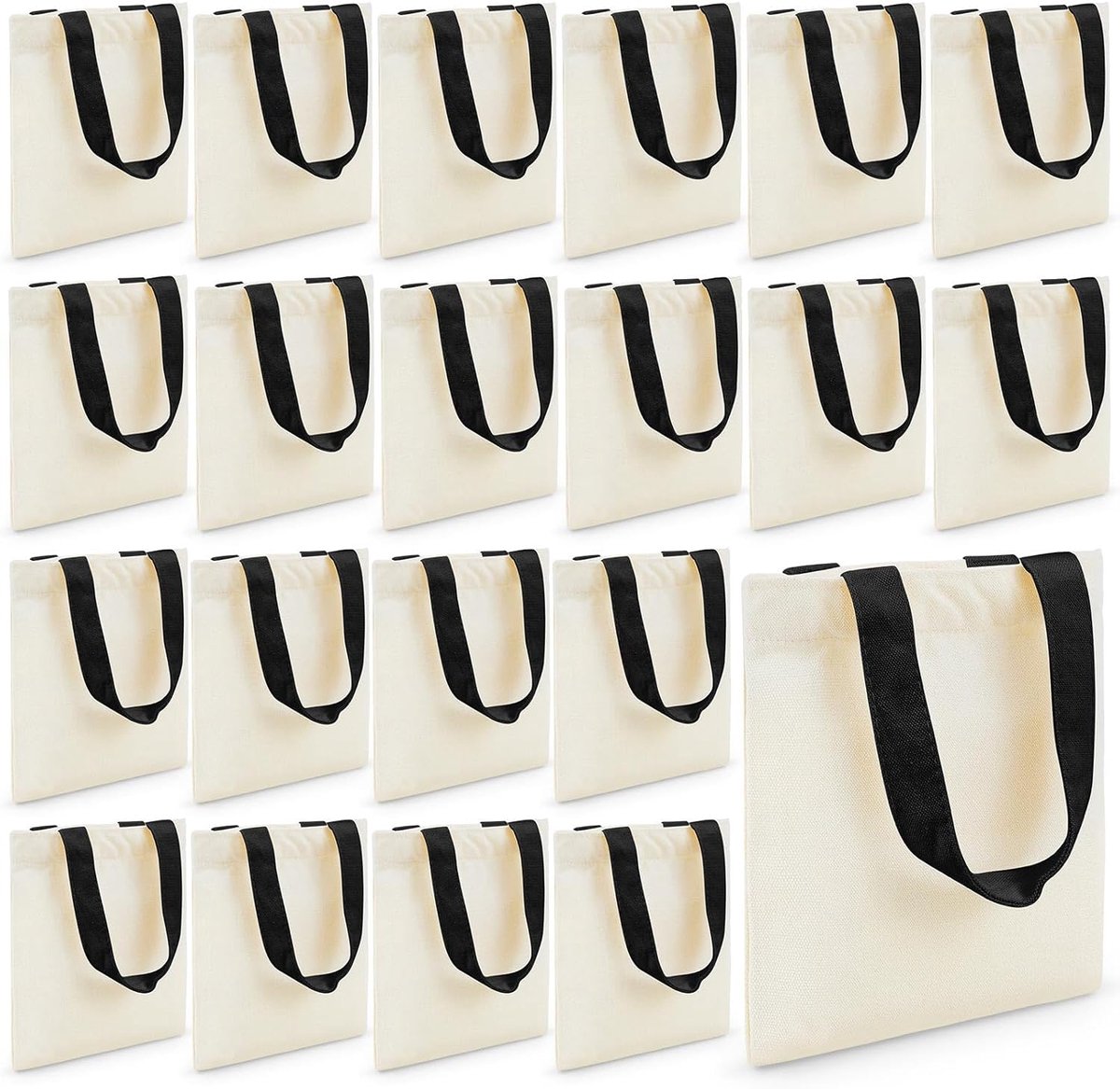 48 Stuks Lege Canvas Mini-Tassen voor DIY Knutselen en Feestjes