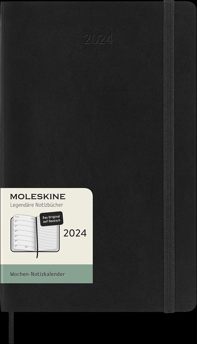 Wekagenda 2024 met notitieruimte - Softcover met elastische sluiting - 12 maanden (L)
