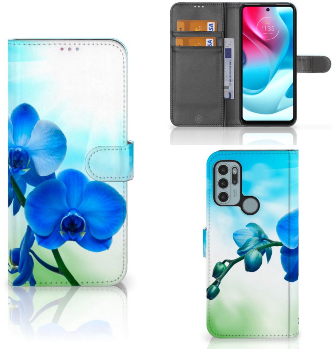 Motorola Moto G60s Hoesje Orchidee Blauw - Cadeau voor je Moeder